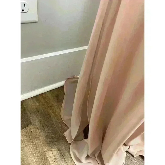 Show Me Your MuMu Hacienda Maxi Dress Off Shoulder Nude Chiffon Lined Size L - Picture 14 of 16